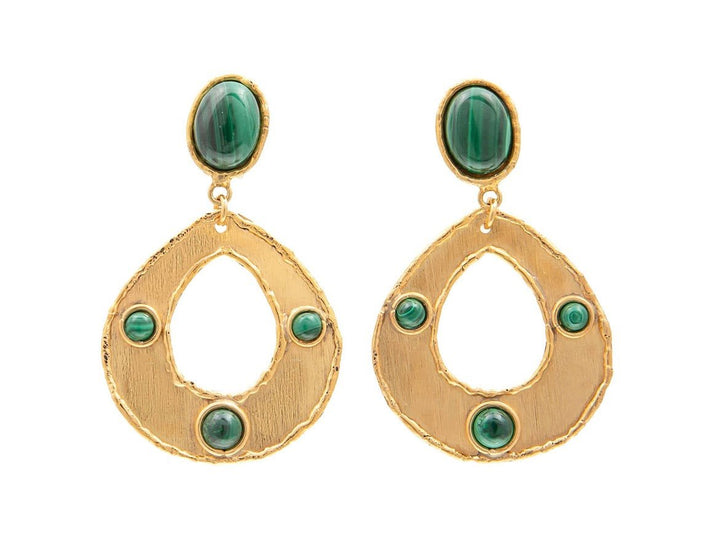 Malachite Open Oval Drop Earrings