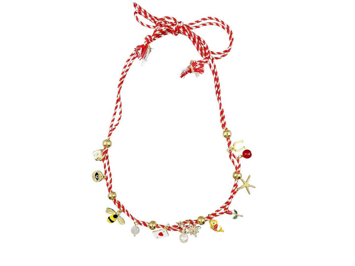 Red, White, and Gold Magical Charm Necklace