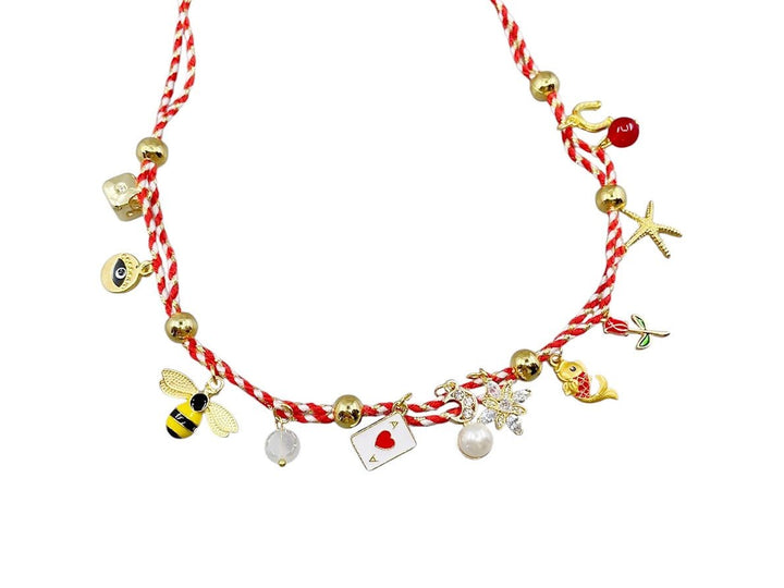 Red, White, and Gold Magical Charm Necklace