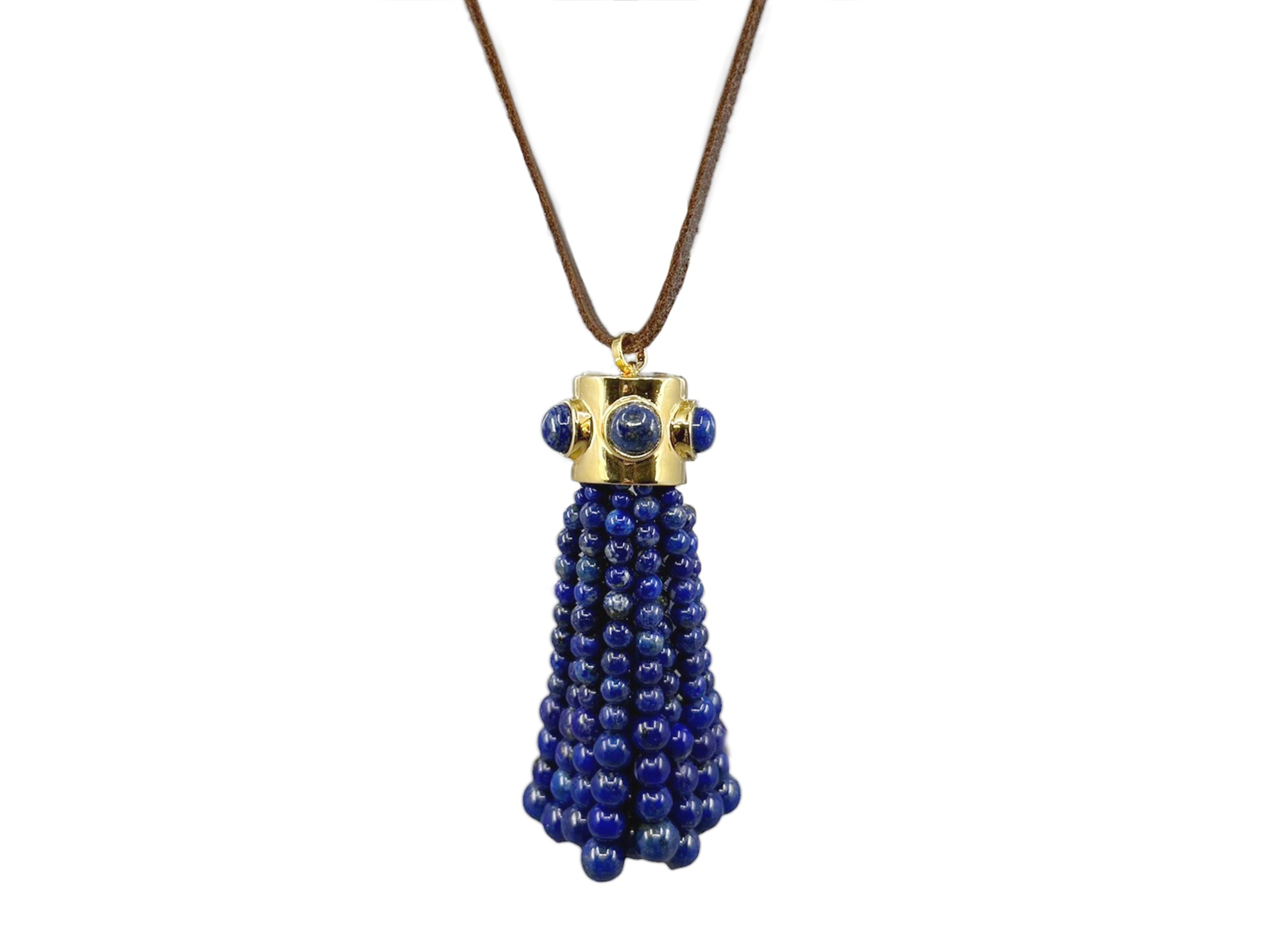 Lapis Beaded Tassel Necklace
