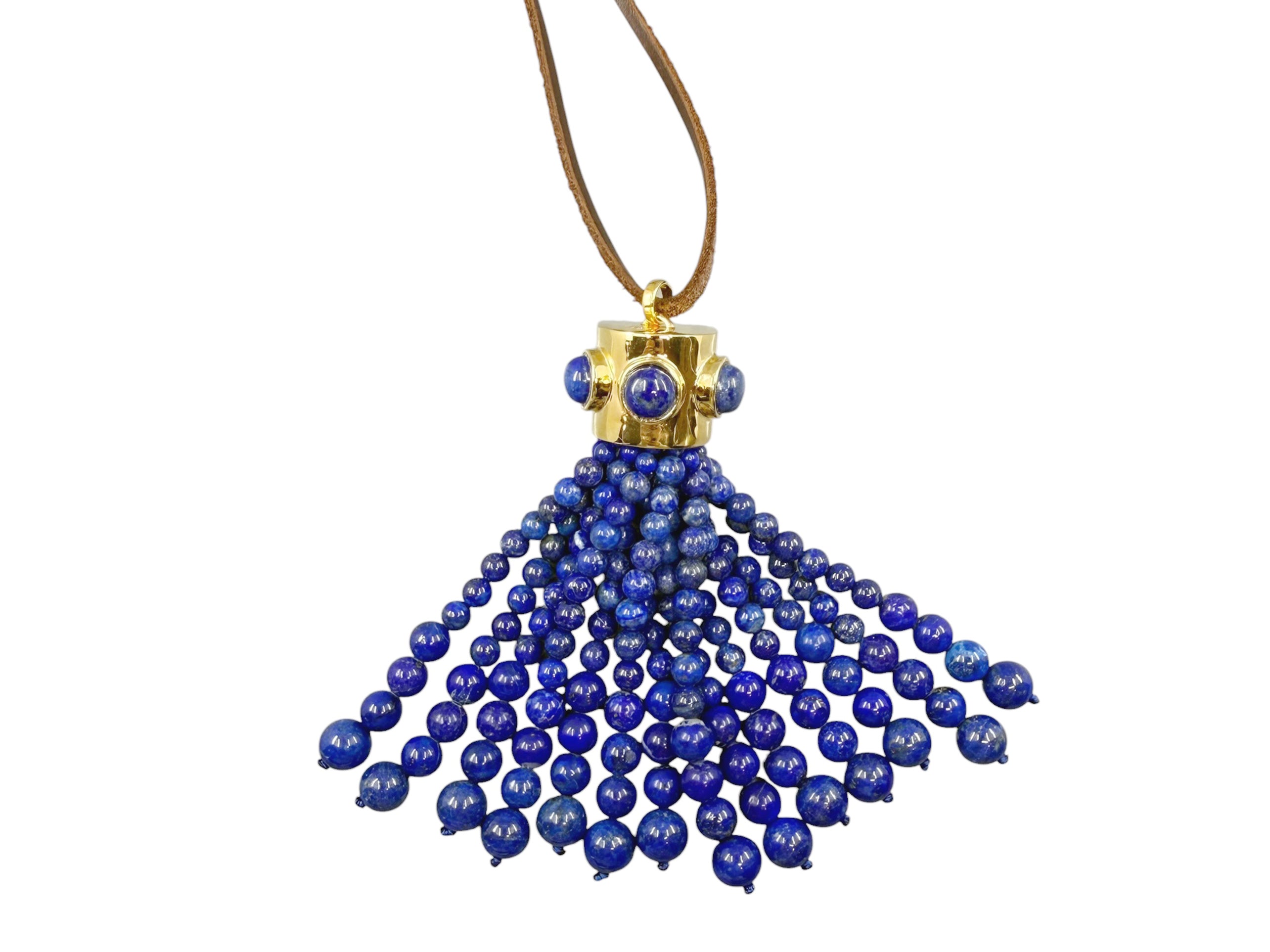 Lapis Beaded Tassel Necklace