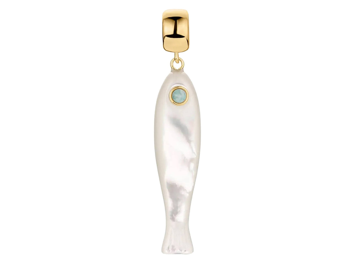 MOP Fish Charm with Amazonite Eye and Bail