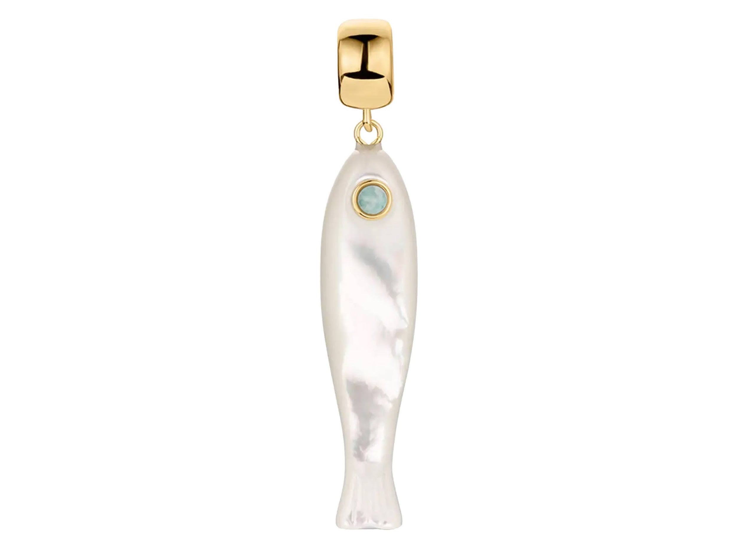 MOP Fish Charm with Amazonite Eye and Bail