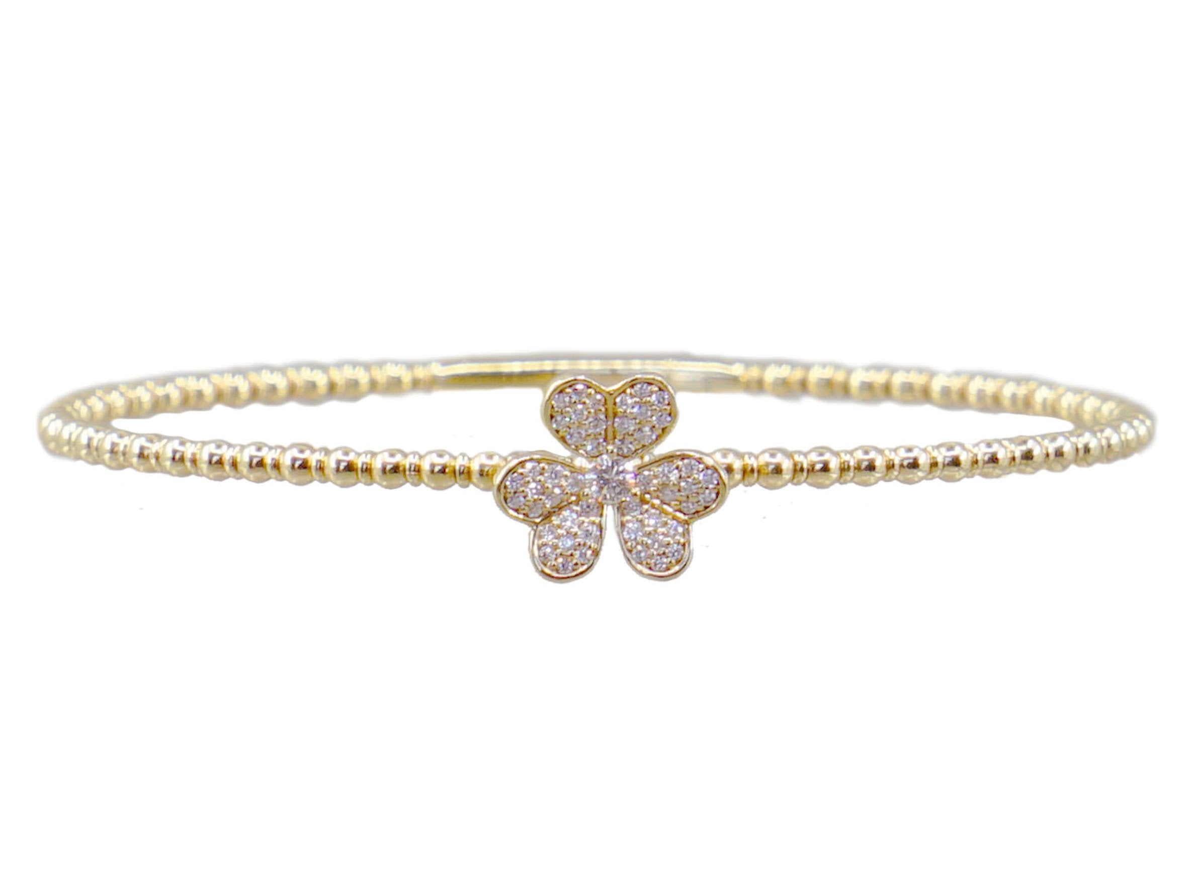 14k Flower Flex Bangle with Diamonds