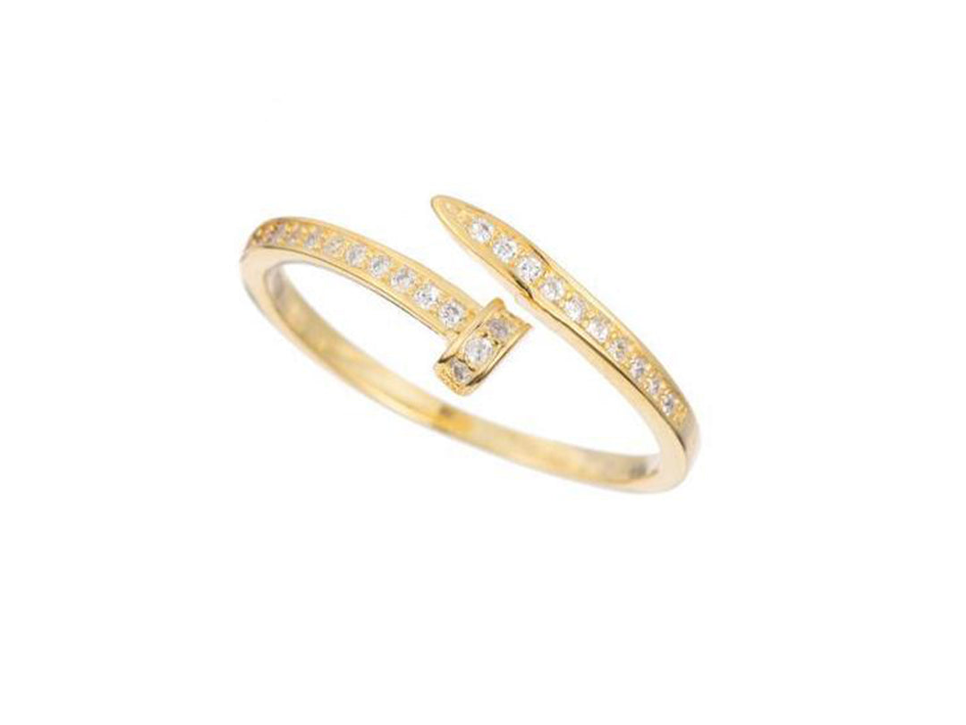 Gold Pave CZ Nail Ring