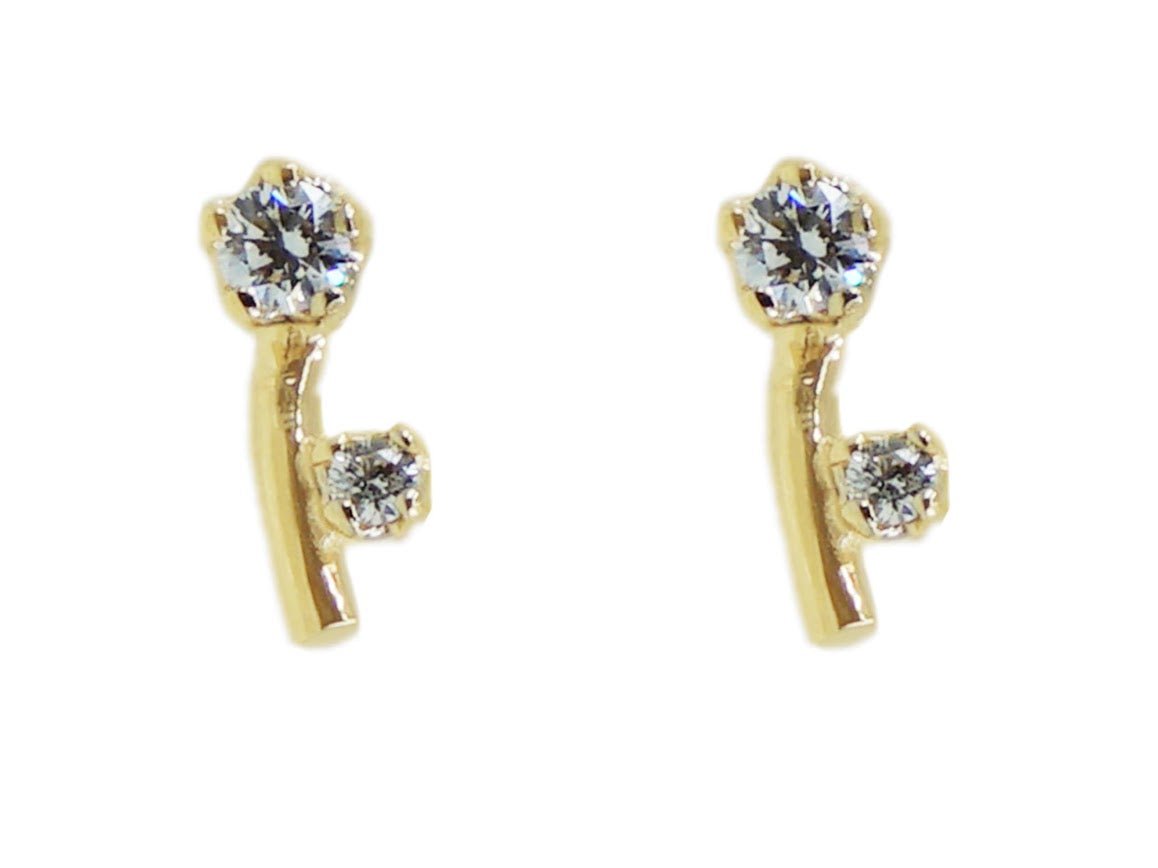 14k Diamond Flower Stem Earrings