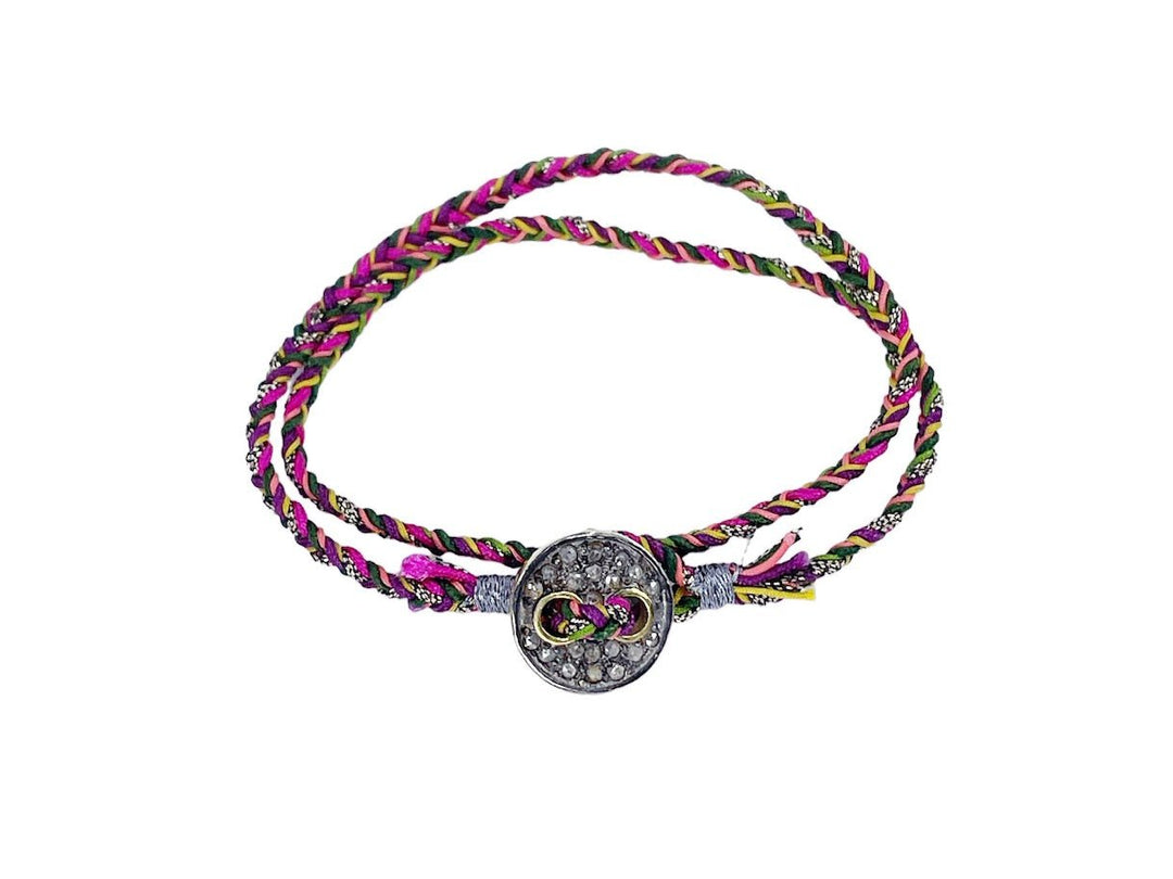 Woven Silk Bracelet with Diamond Charm