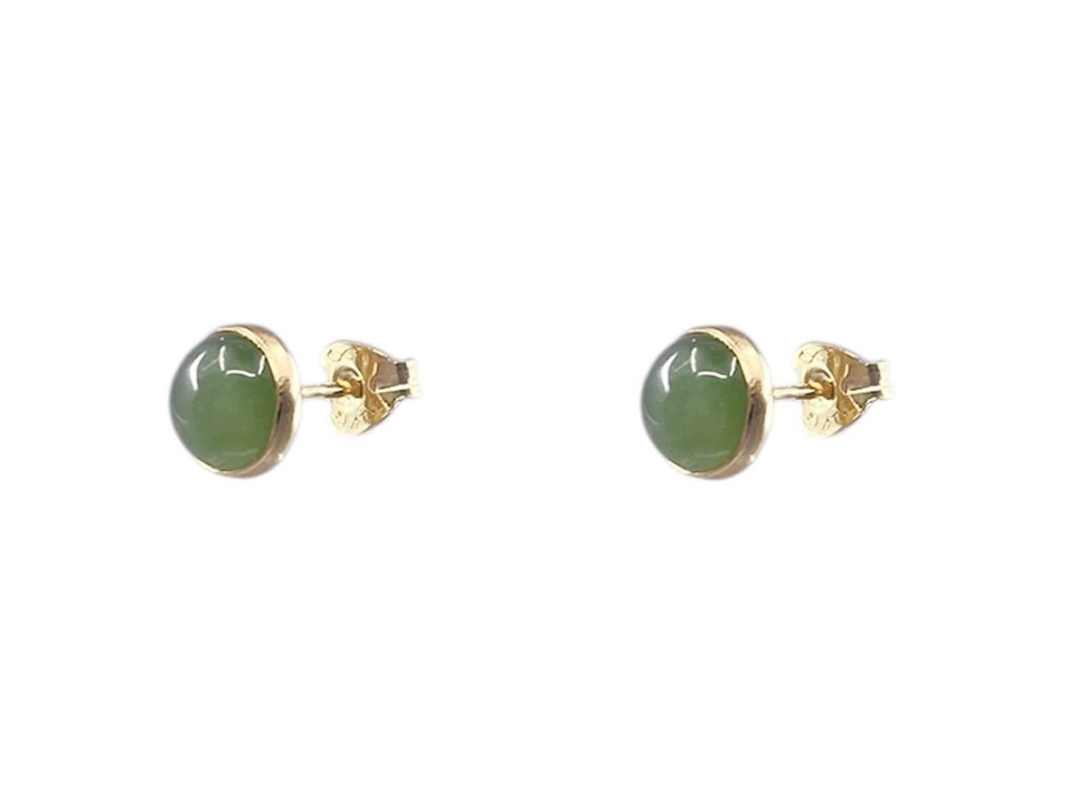 Gold and Jade Stud Earrings