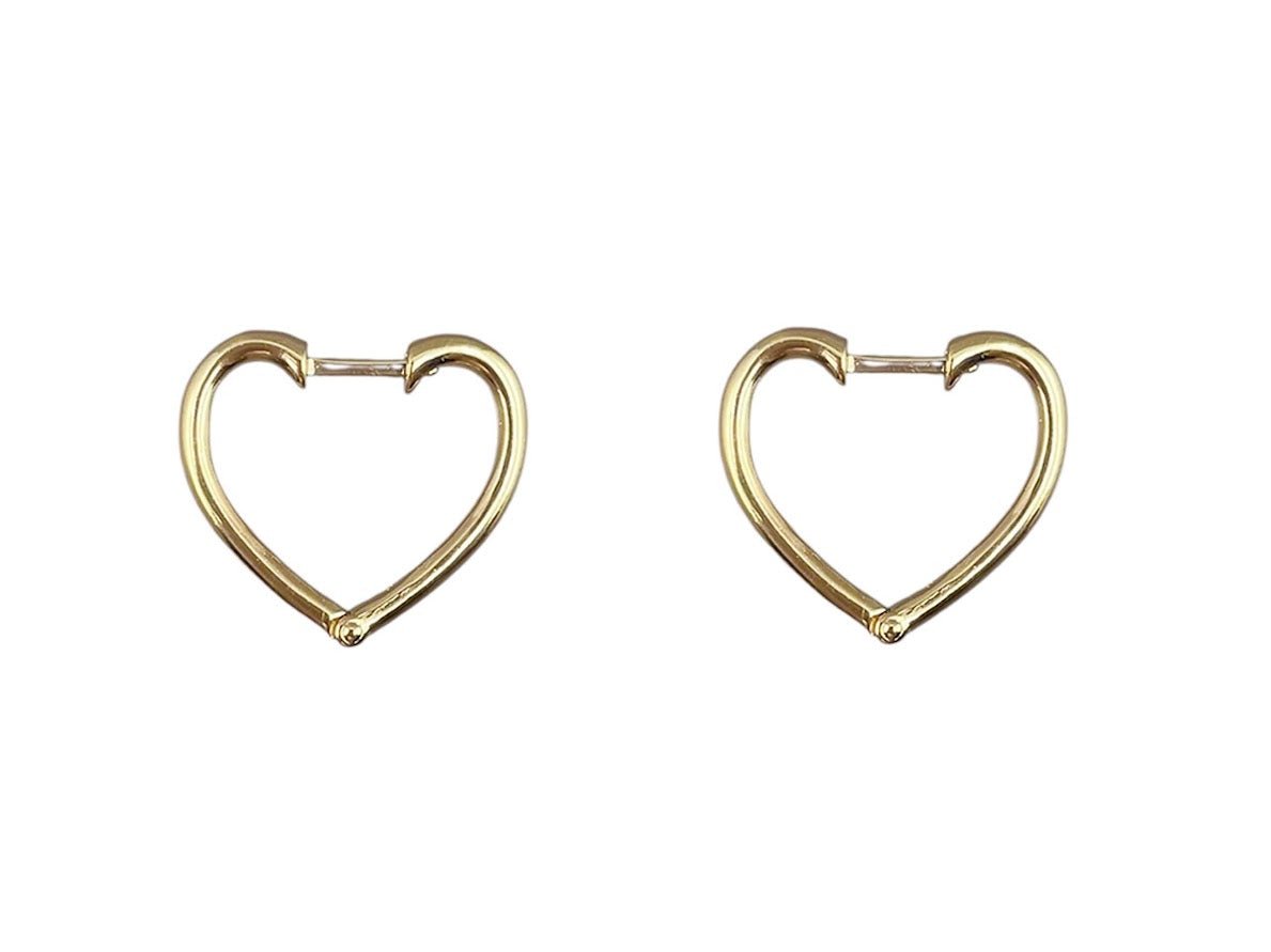 Gold Heart Huggie Hoops