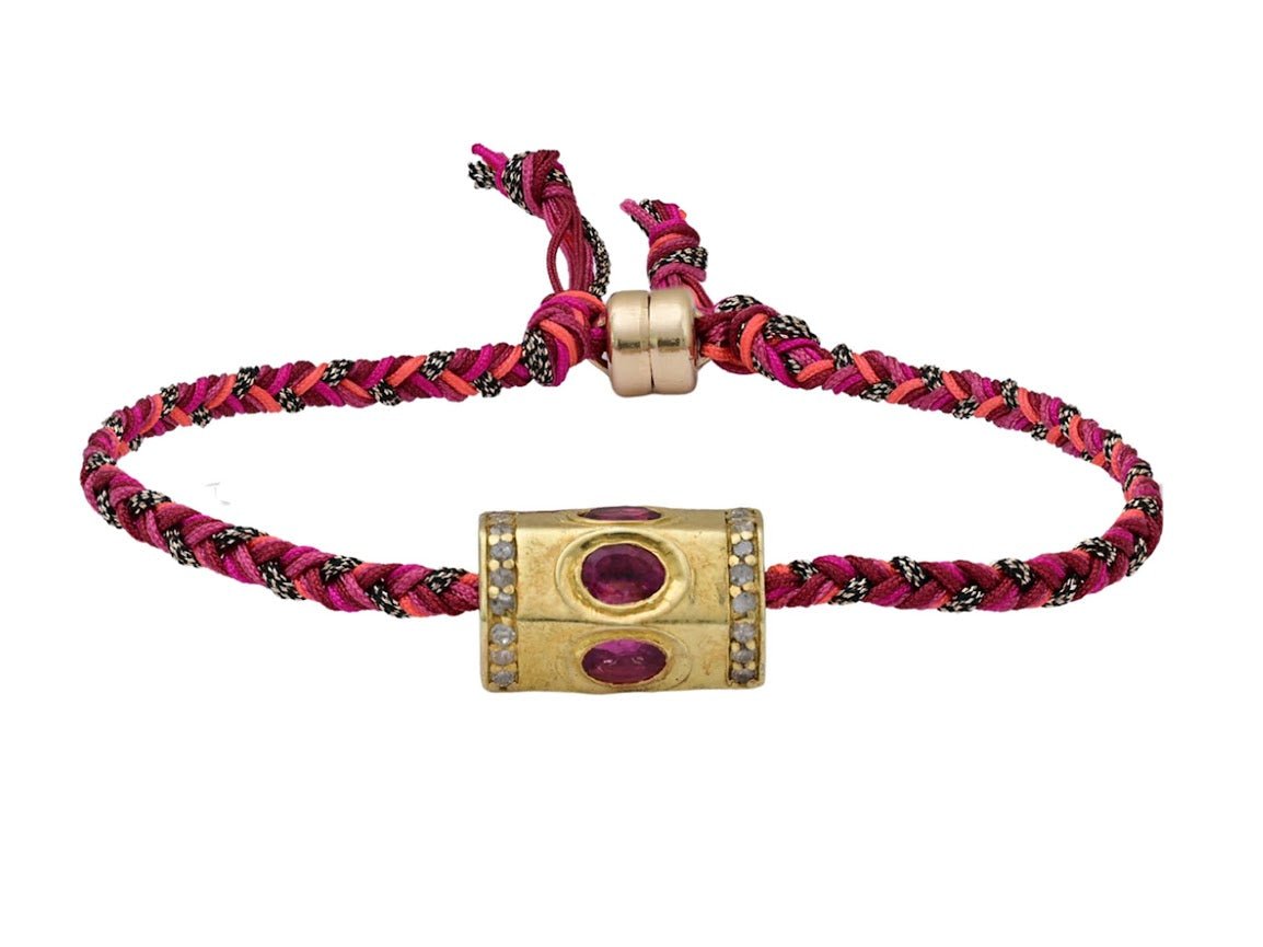 GV Pink Tourmaline and Diamond Cylinder Bracelet