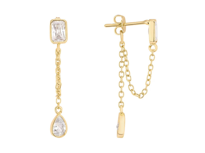 Chain Drop Earrings with CZs