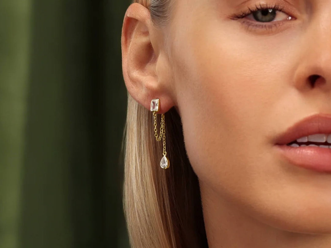 Chain Drop Earrings with CZs