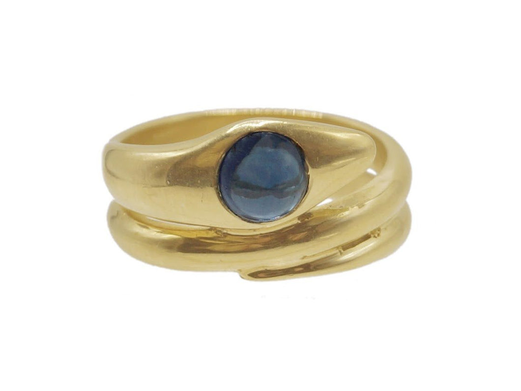 18k Late Victorian Snake Ring with Sapphire