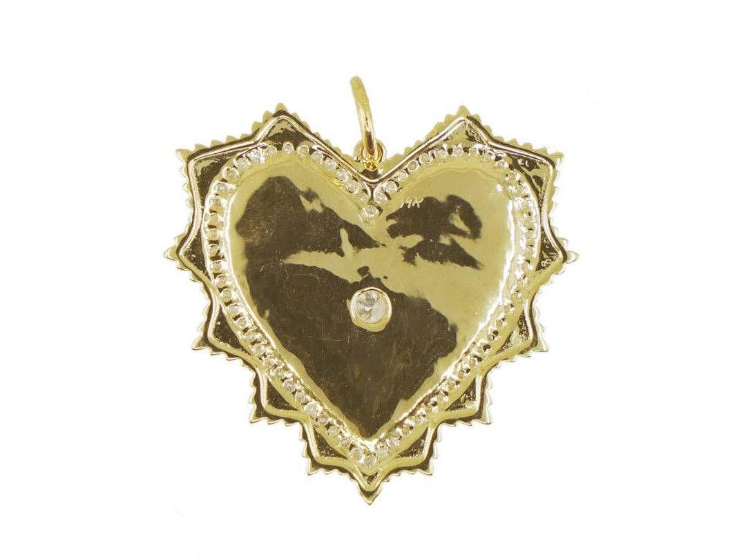 14k Radiating Heart with Diamonds Charm