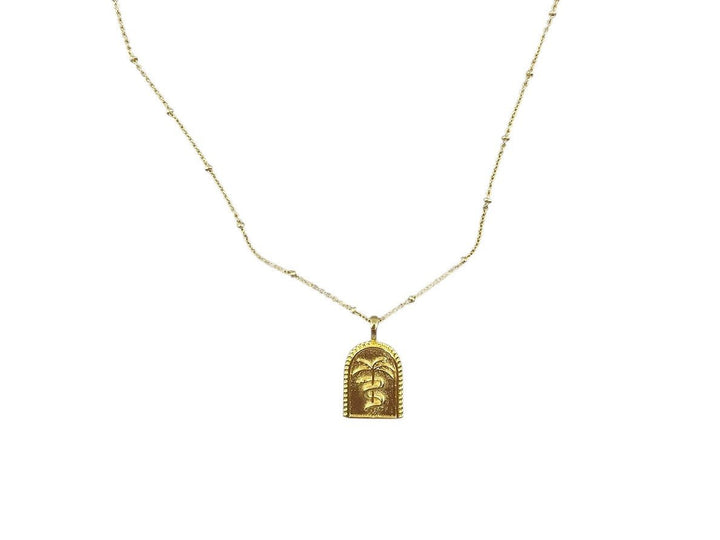 Gold Palm Tree Pendant Necklace