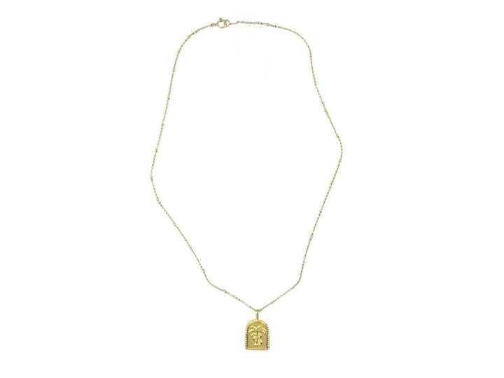 Gold Palm Tree Pendant Necklace