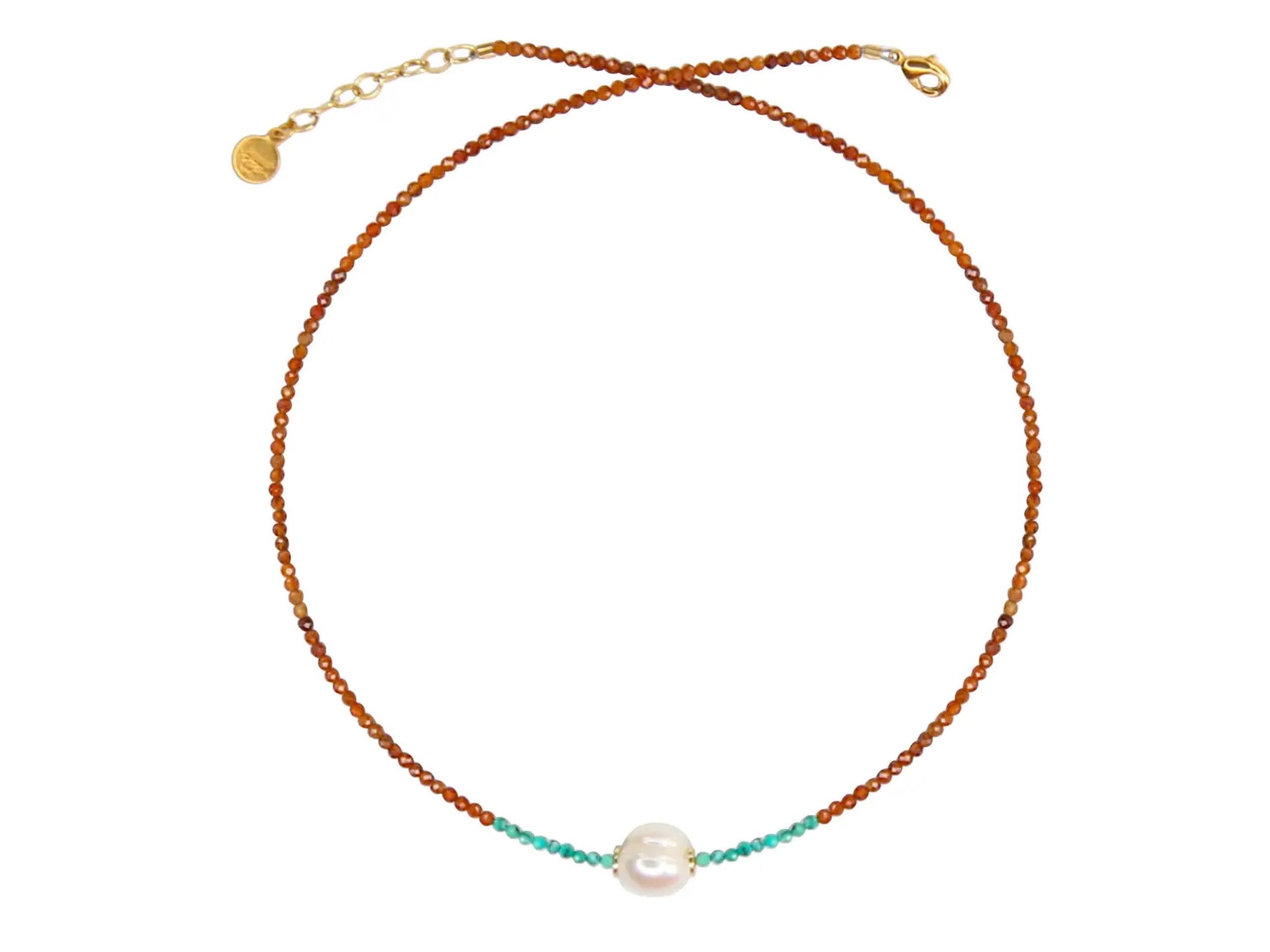 Sunstone and Turquoise Necklace with Pearl