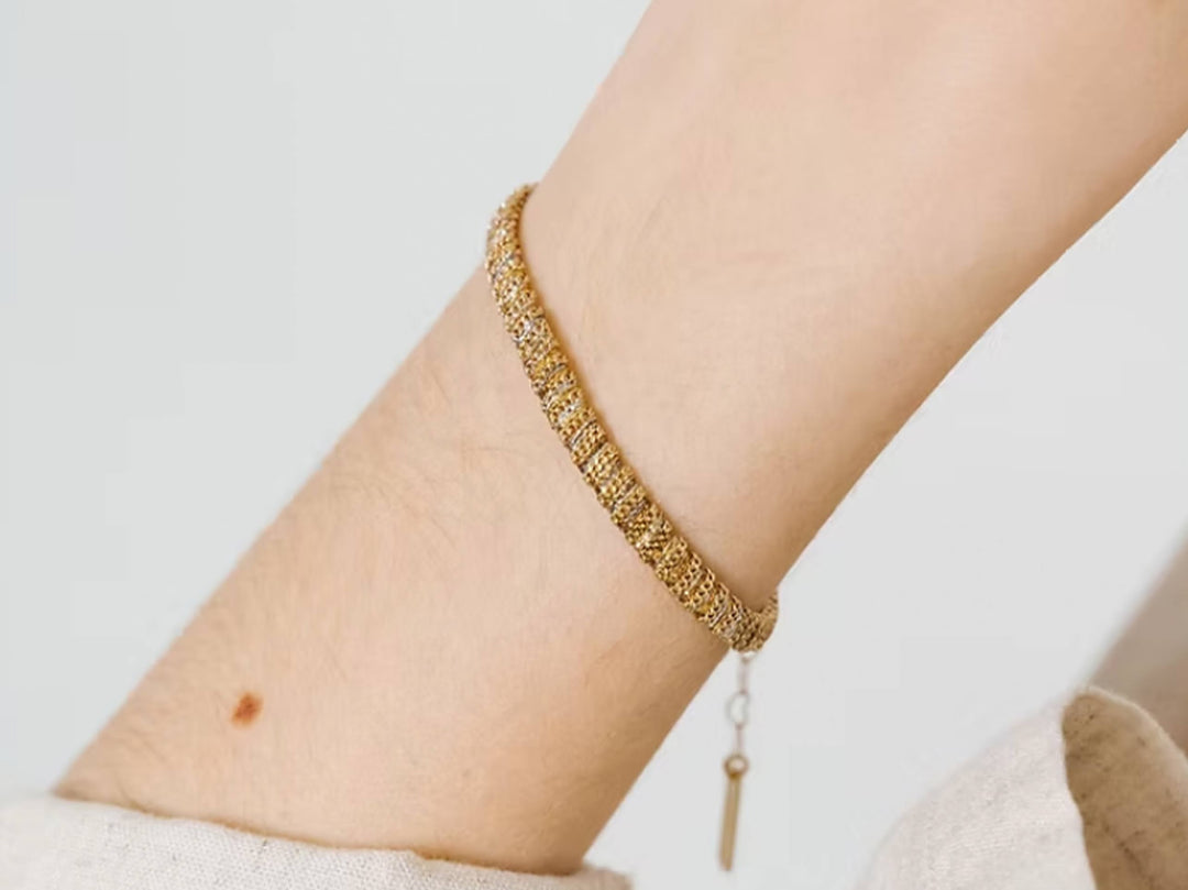 Woven Chain Bracelet with Gold Thread