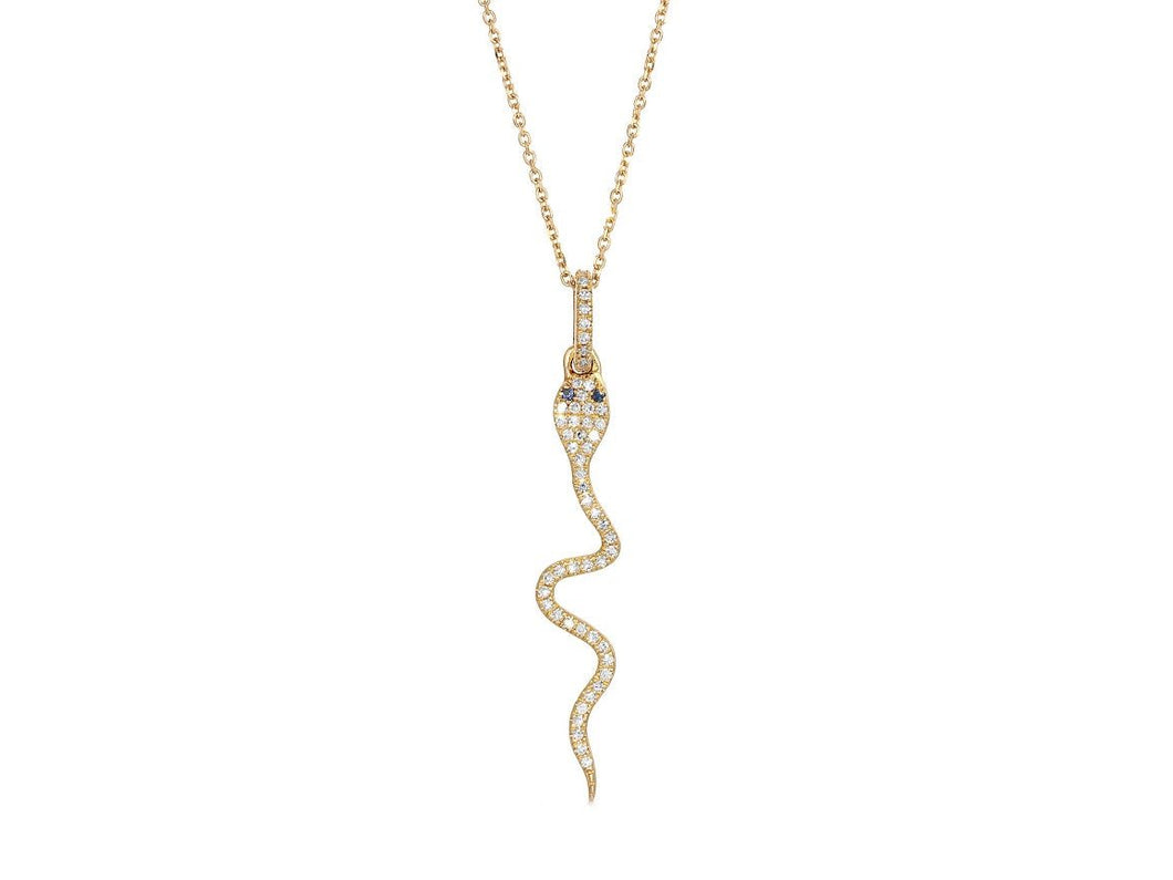14k Pave Diamond Snake Necklace