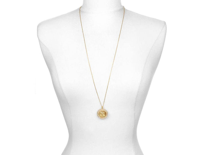 Gold Lakshmi Necklace with White Topaz