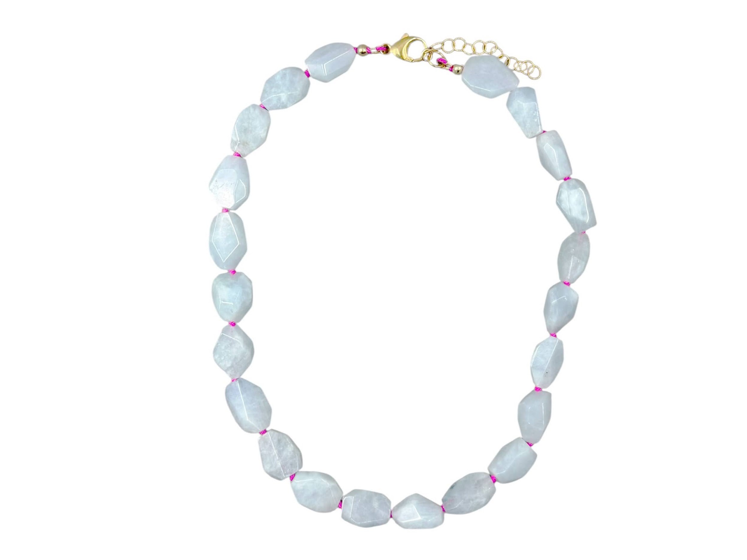 Faceted Natural Blue Aquamarine Necklace