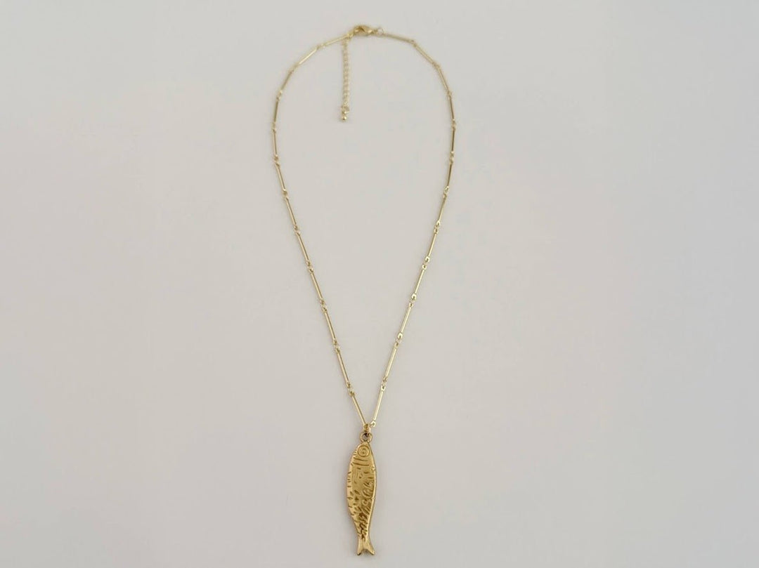 Gold Fish Charm on Bamboo Chain