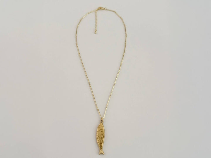 Gold Fish Charm on Bamboo Chain