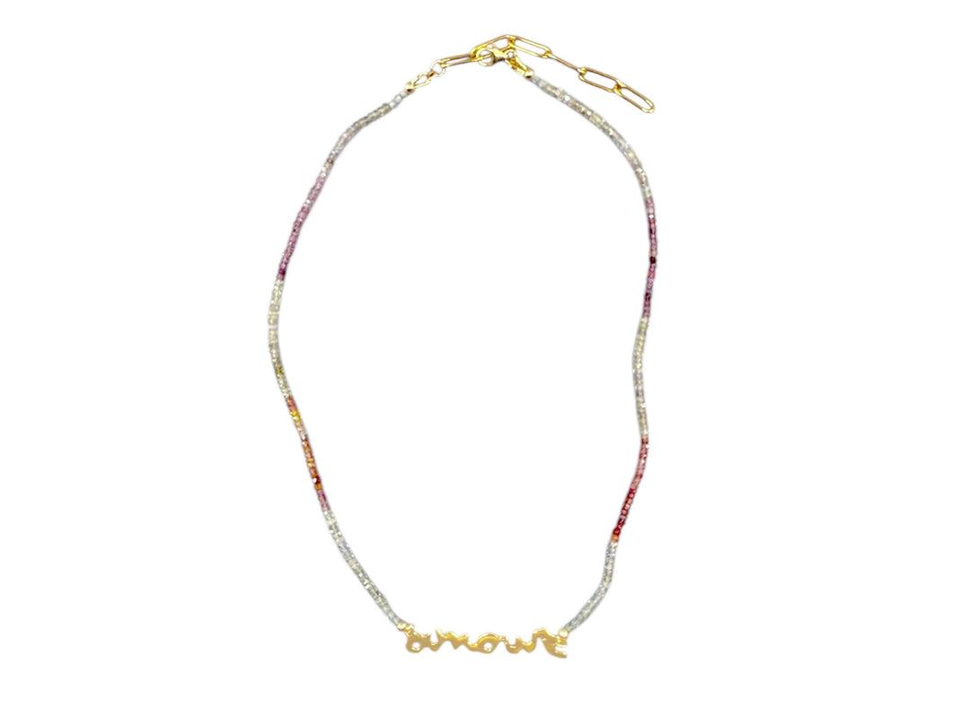 Sapphire Necklace with AMOUR Plate