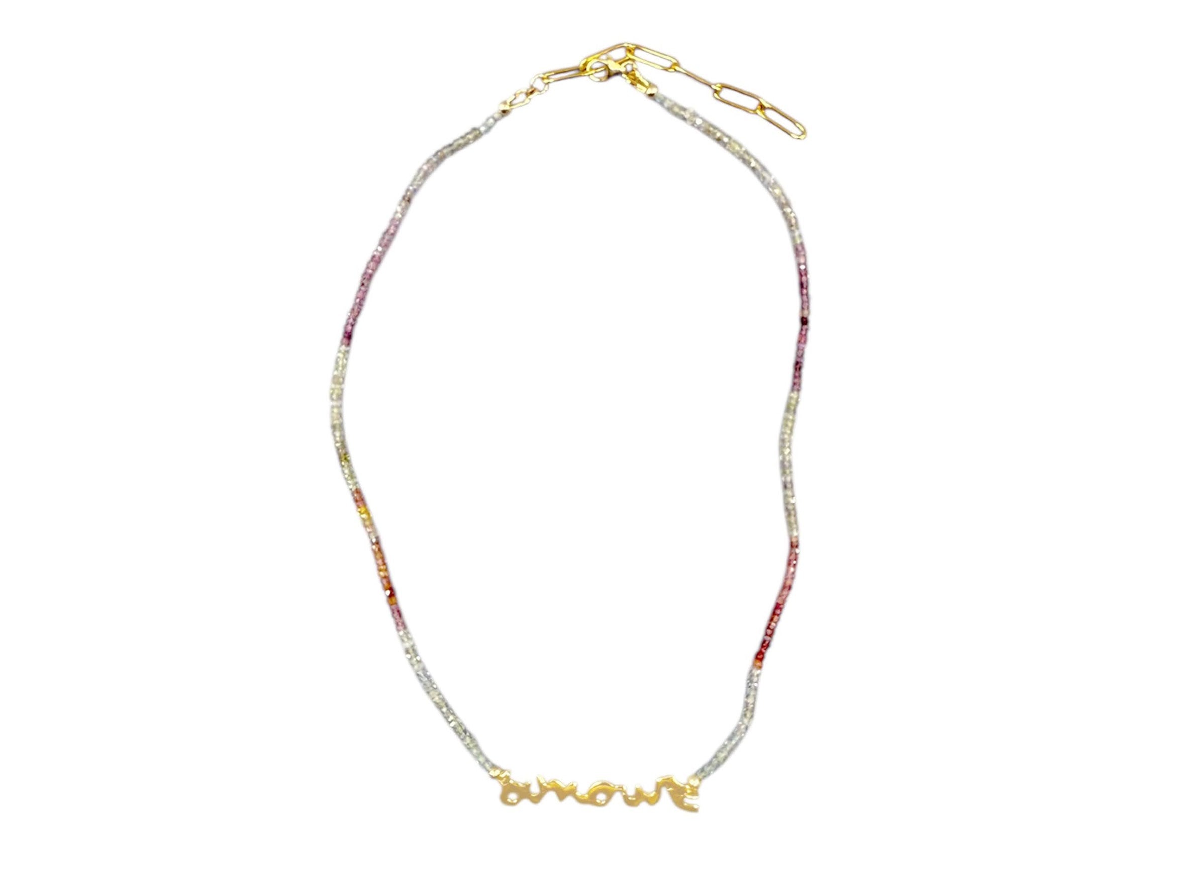 Sapphire Necklace with AMOUR Plate