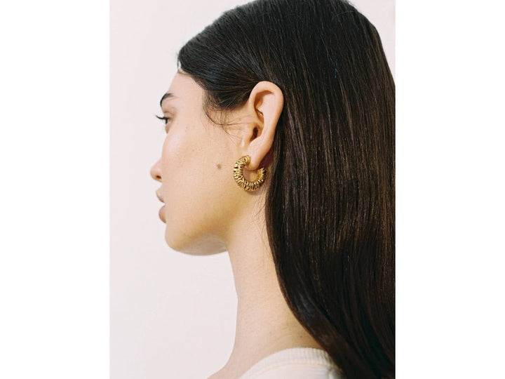 Gold Abstract Ridge Hoops
