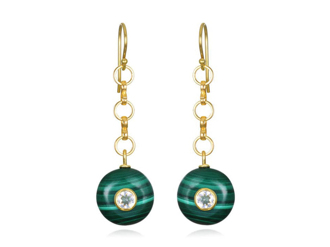 Malachite and Topaz Drop Earrings