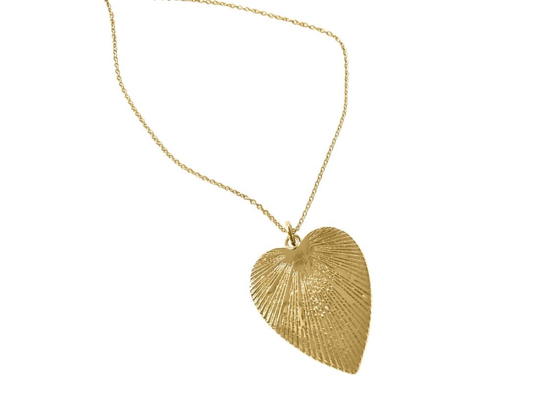 Large Vintage-Style Heart Charm Necklace
