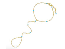 Load image into Gallery viewer, Gold and Turquoise Hand Chain
