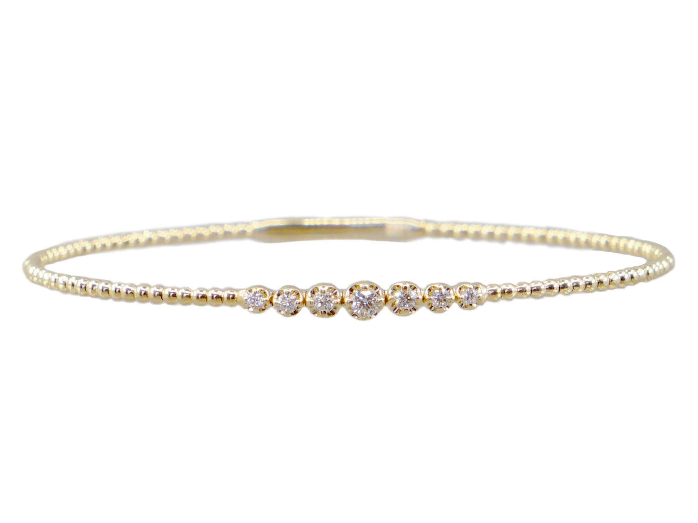 14k Graduating Flex Bangle Bracelet with Diamonds
