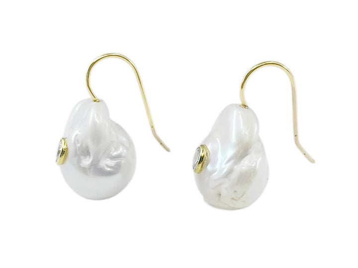Baroque Pearl Earrings with White Topaz