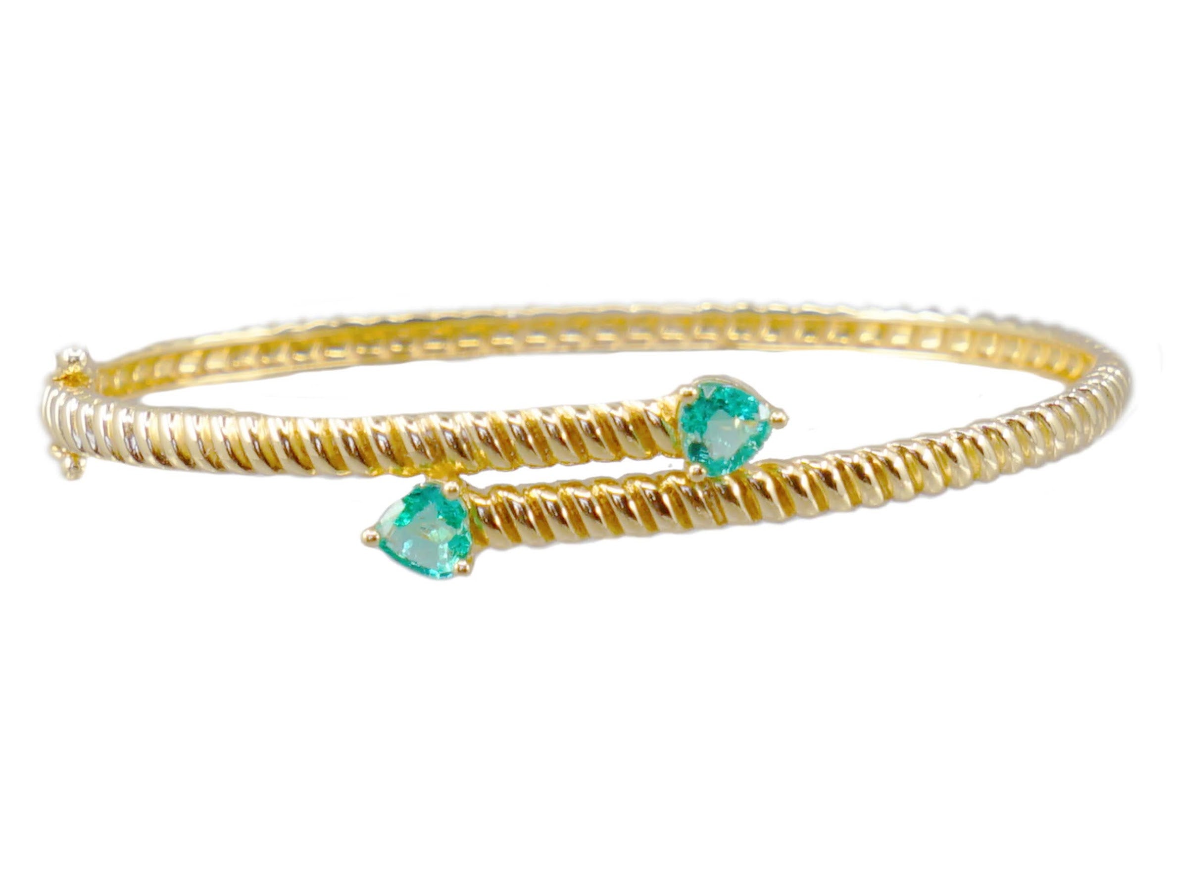 14k Emerald Twist Bangle