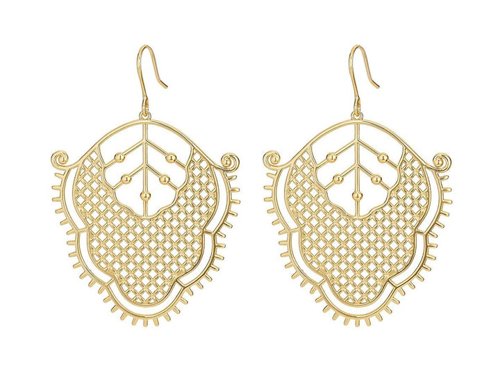 Gold Leaf Drop Wire Earrings