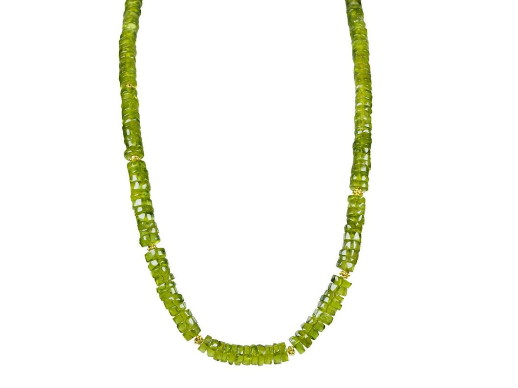 Smooth Peridot Roundels Necklace