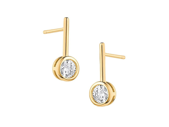 Gold Drop Down Studs with CZs
