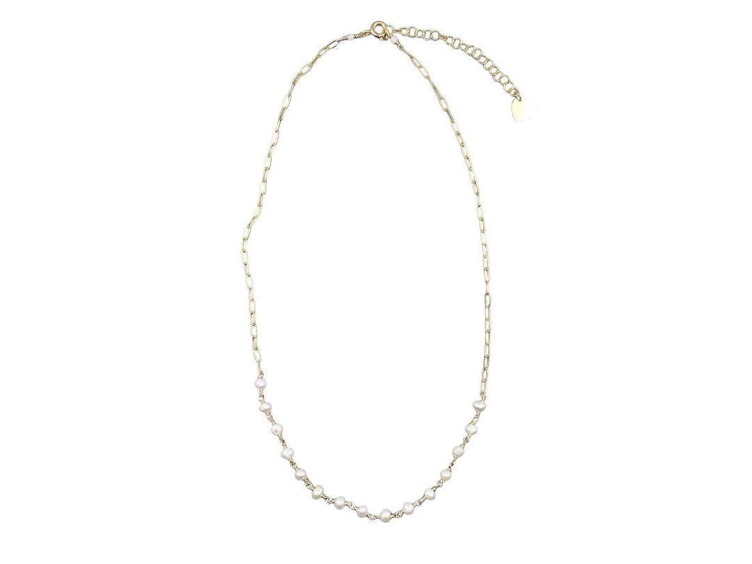 Pearl and Paperclip Chain Necklace