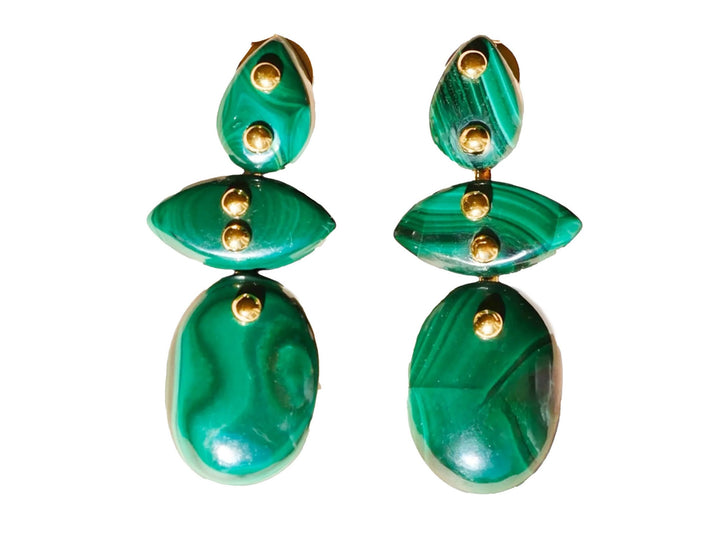 Malachite Triple Stone Earrings