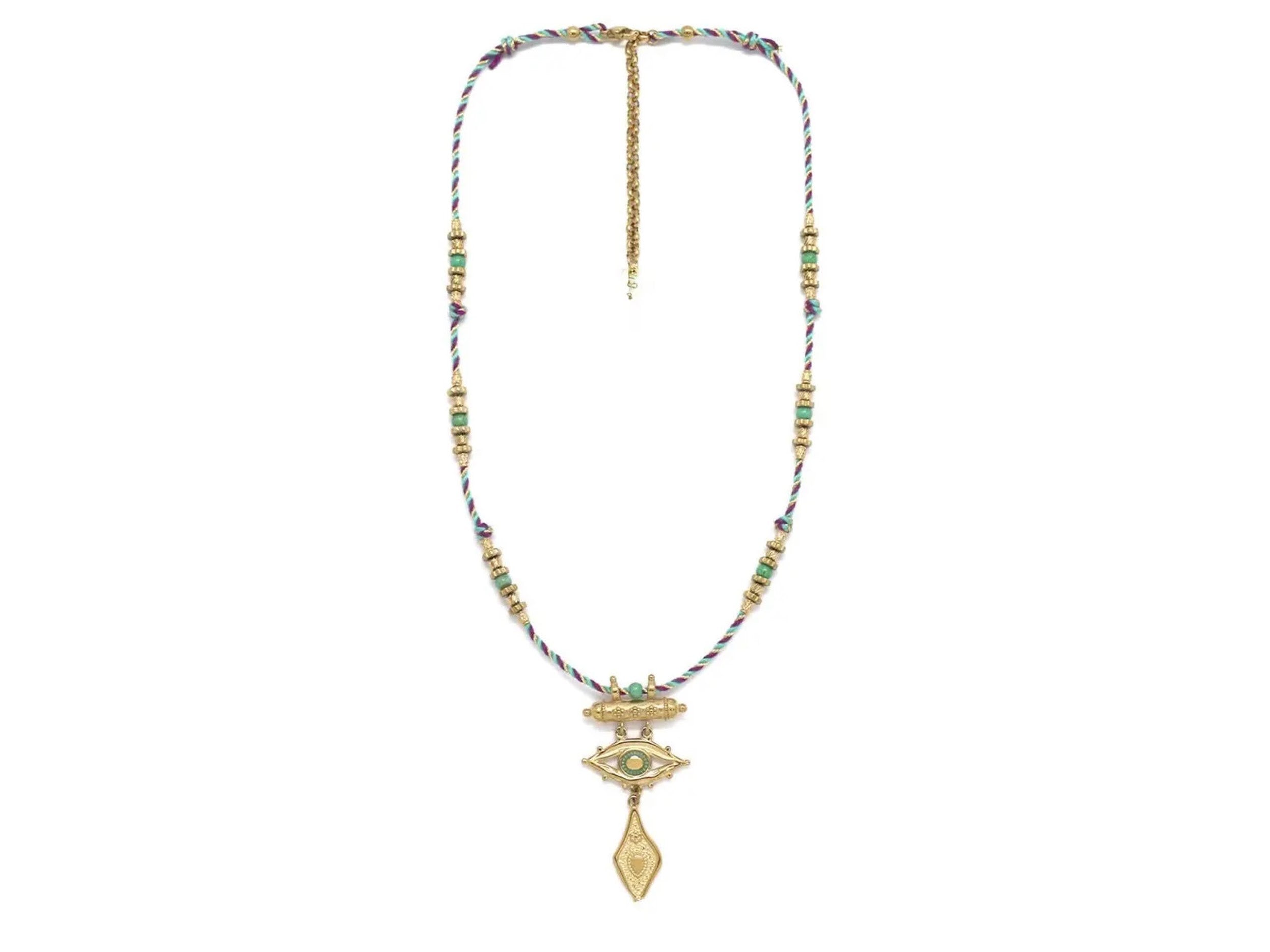 Beaded Necklace with Evil Eye Charm