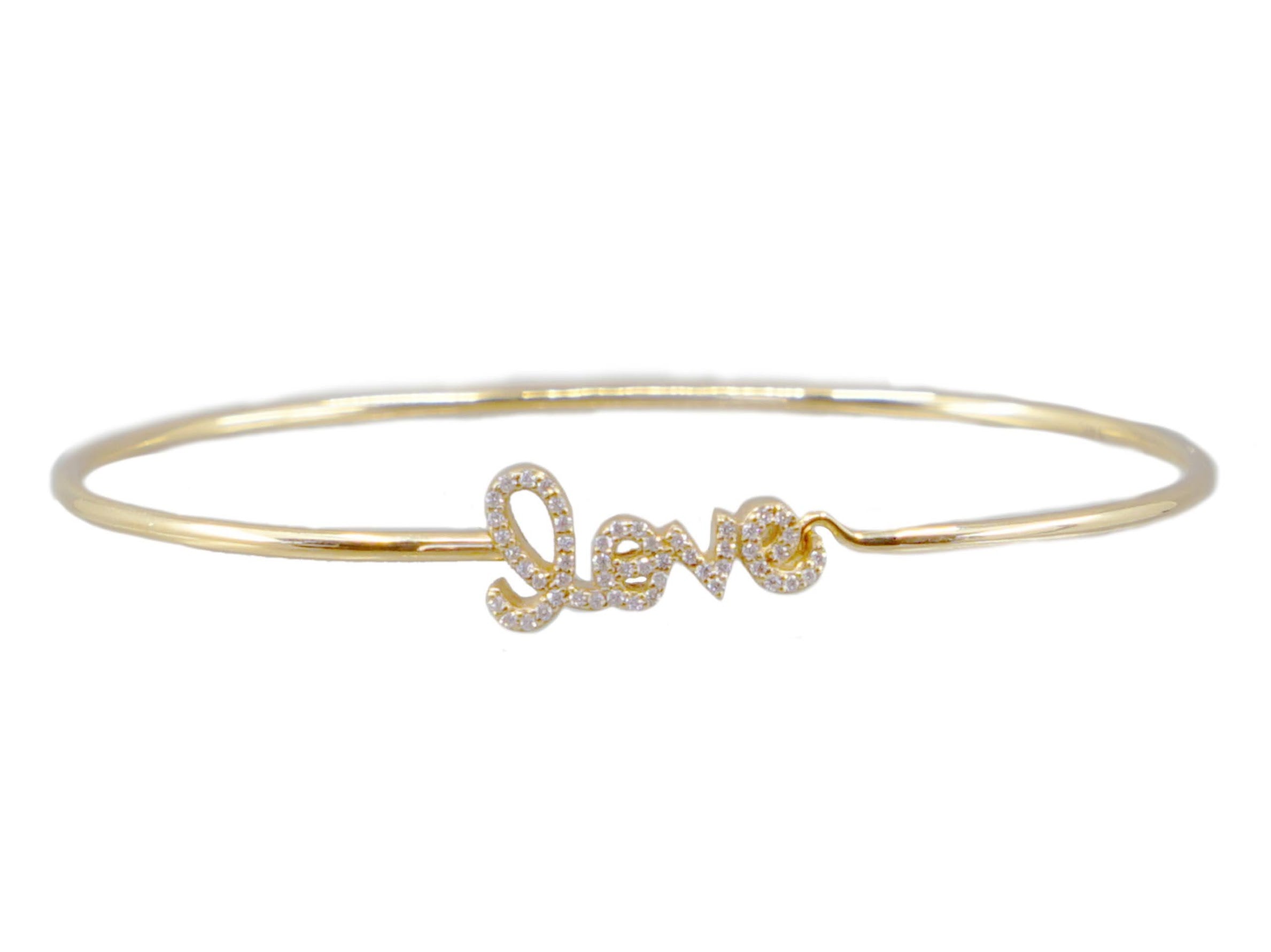 14k Love Wire Bangle with Diamonds