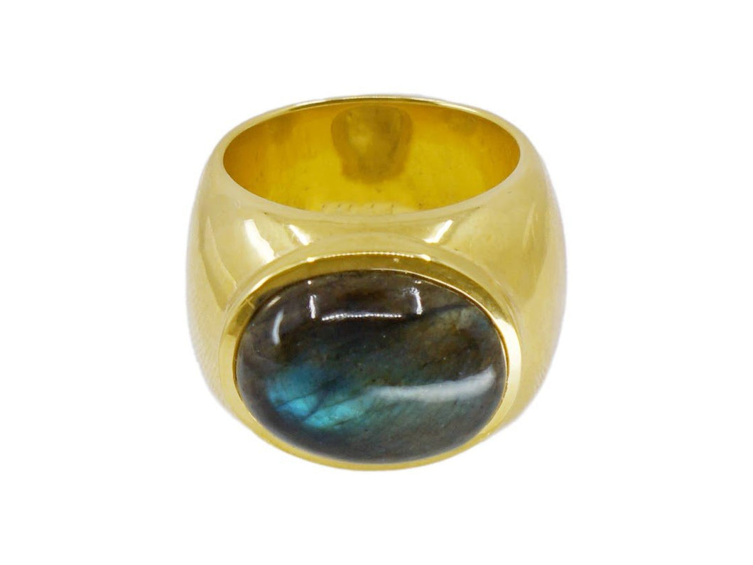 Gold Tube Ring with Labradorite