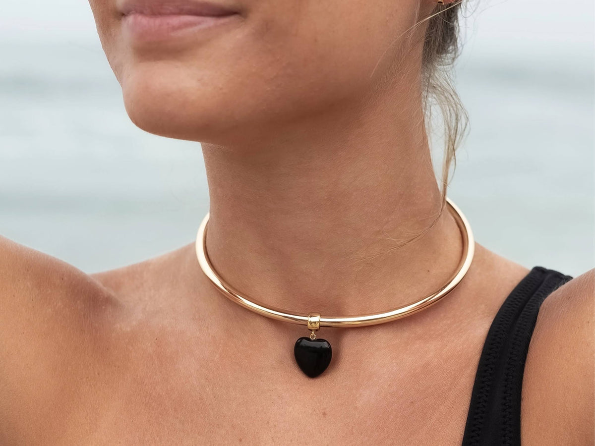 Onyx Heart Charm with Bail