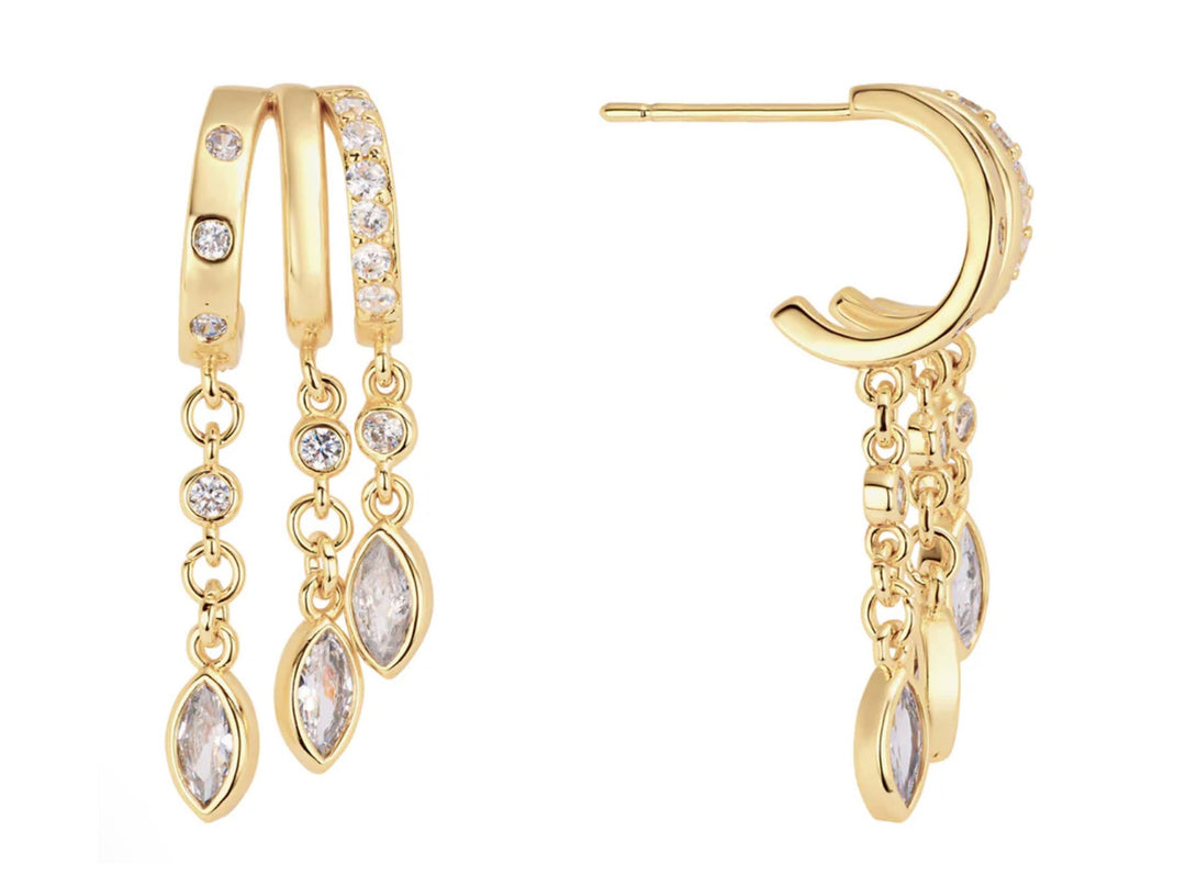 Tri-Hoop with CZ Marquis Charms