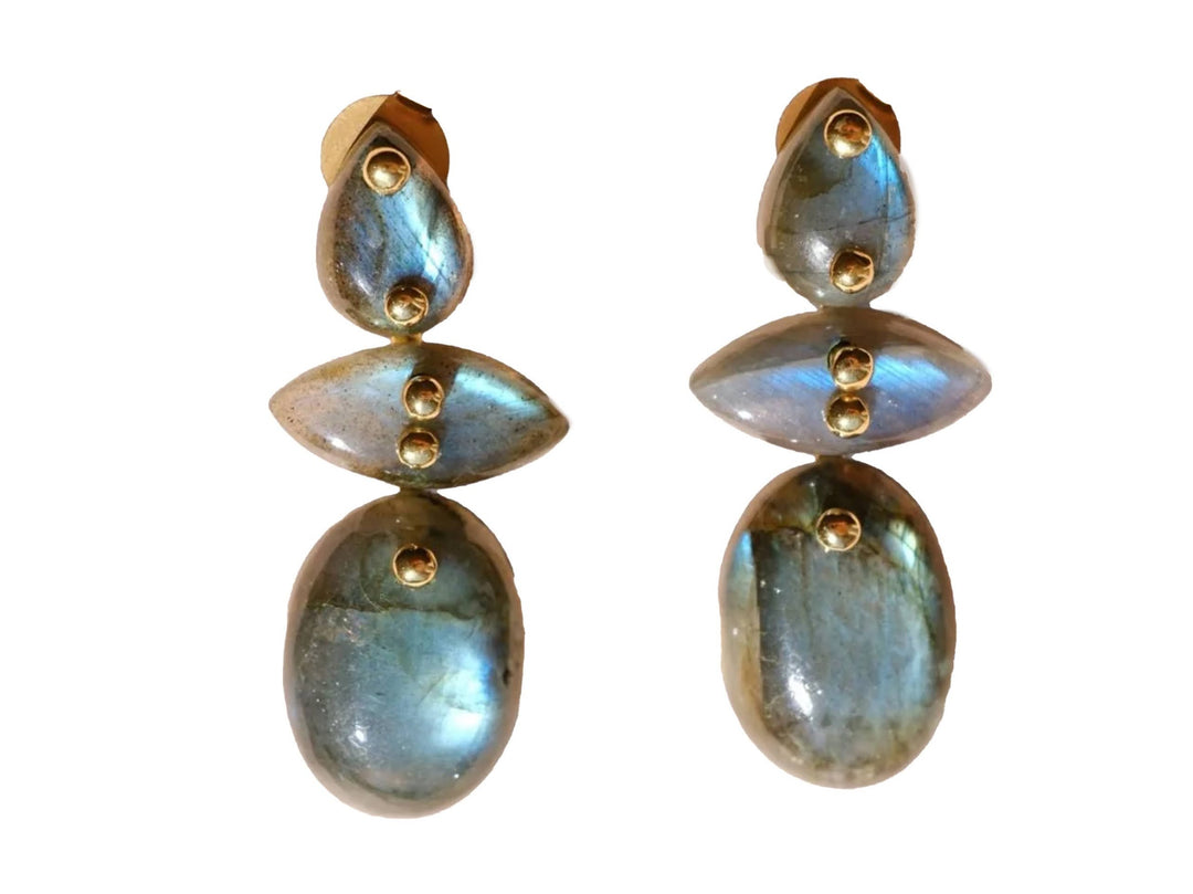 Labradorite Triple Stone Earrings