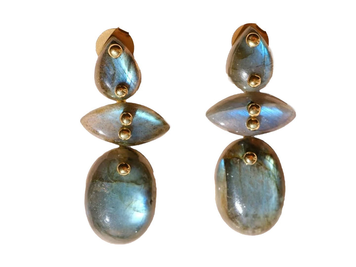 Labradorite Triple Stone Earrings