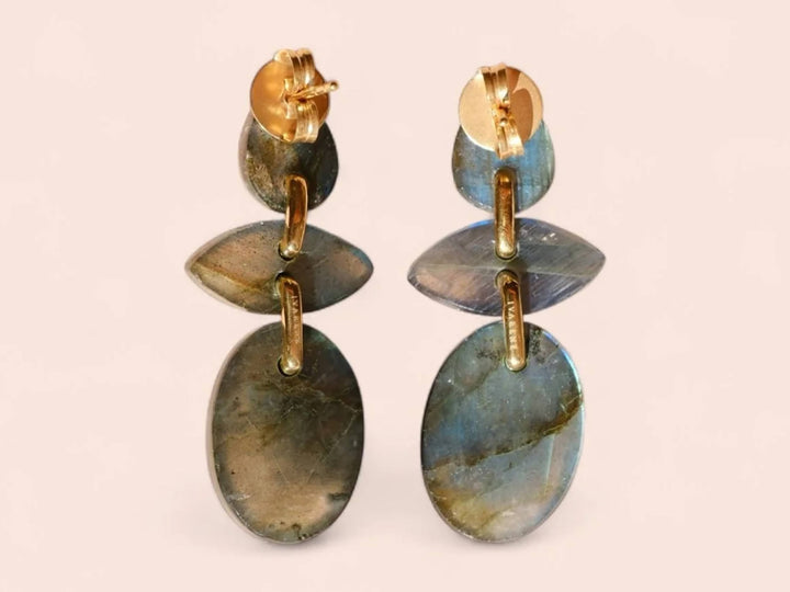 Labradorite Triple Stone Earrings