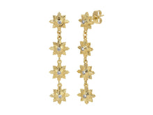 Load image into Gallery viewer, Yellow Gold Supernova Star Drop Earrings with CZs

